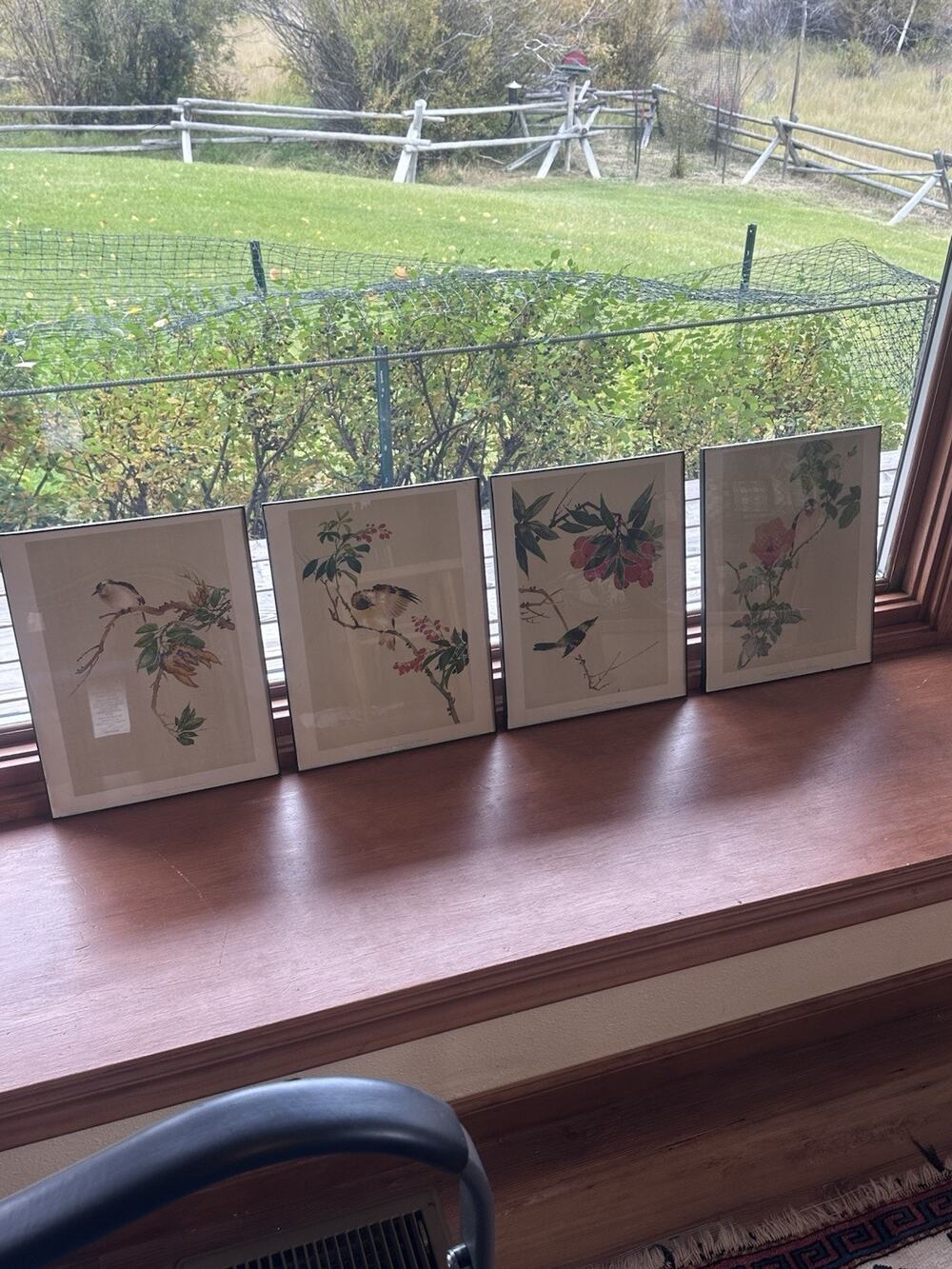 Vintage 1950s Chinese Watercolor Prints Tung Lai Chen Floral - Set of 4 Framed